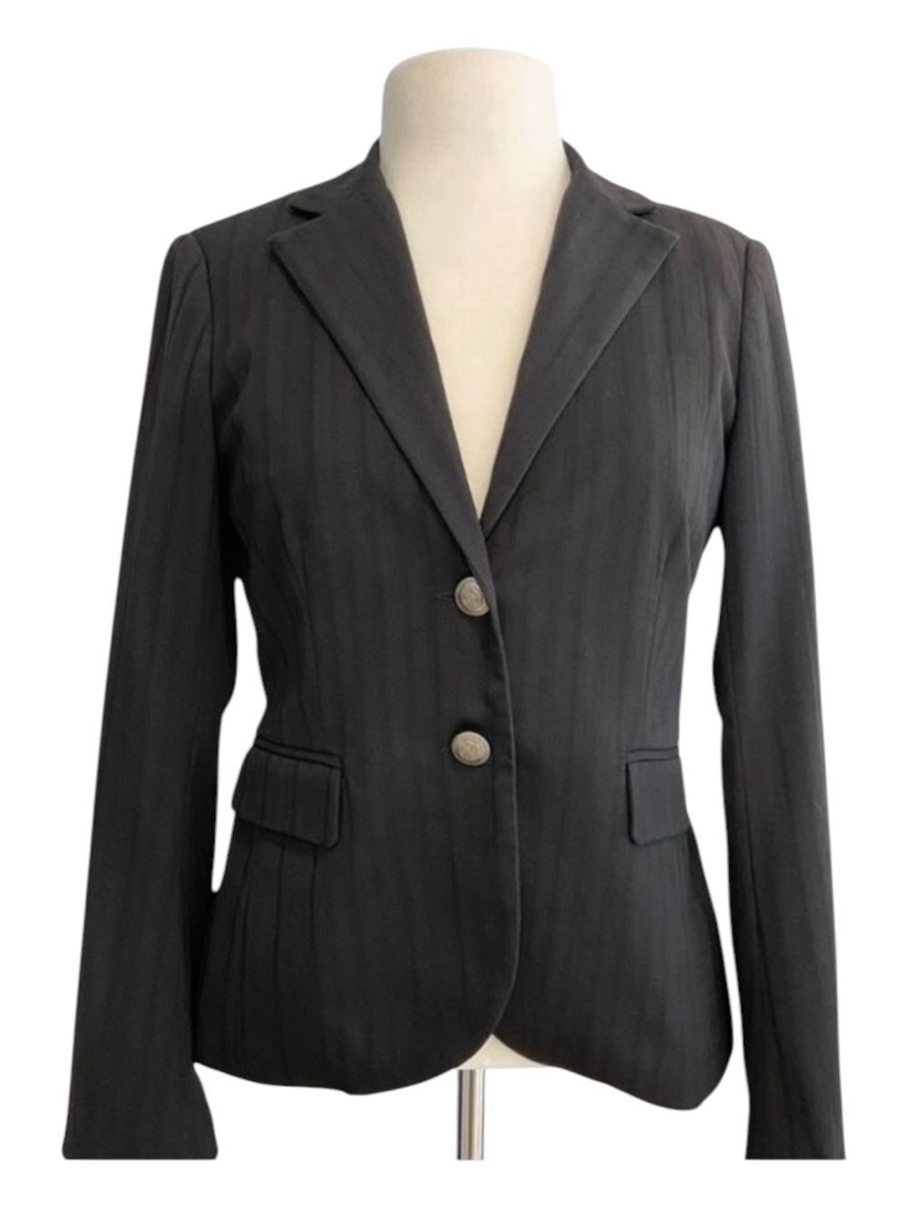 Tristan tailored black pinstripe blazer fitted career jacket classic office chic